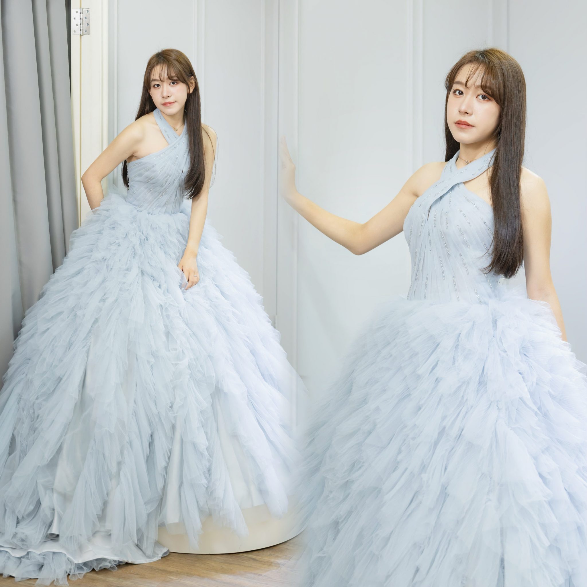 台北曼哈頓婚紗 夢幻禮服 雲朵藍輕紗禮服-1