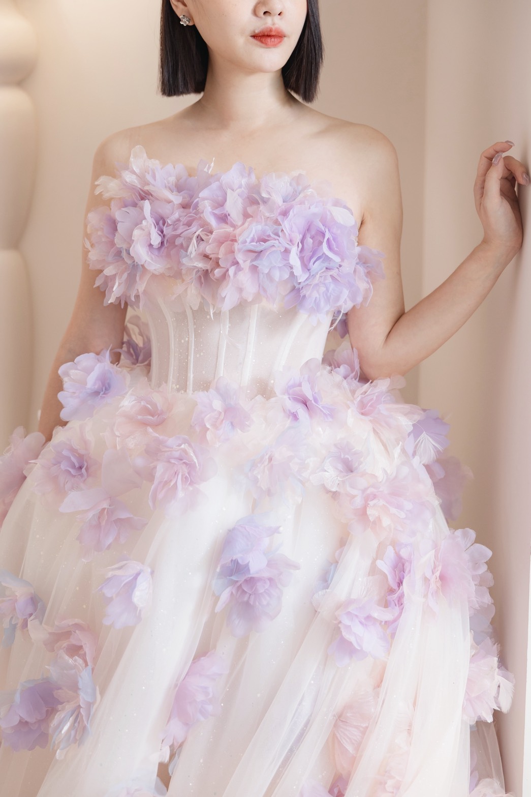 曼哈頓婚紗 夢幻禮服 花語仙境・粉紫立體花朵禮服