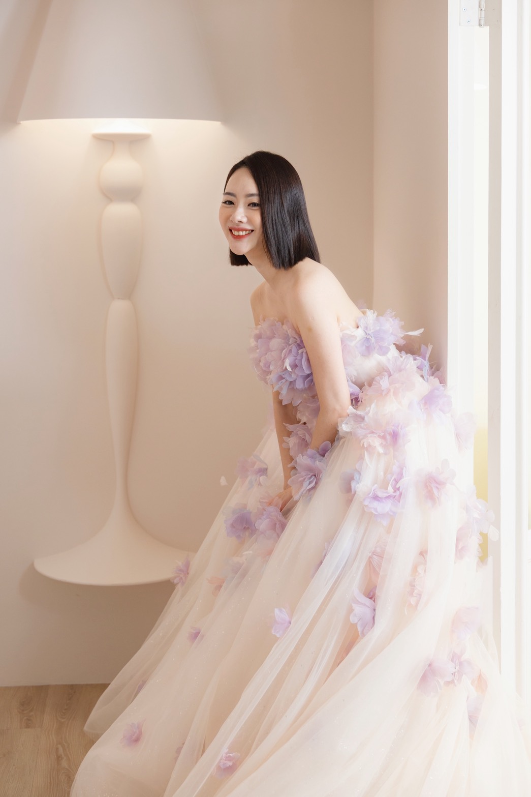 曼哈頓 婚紗 夢幻 禮服 花語仙境・粉紫立體花朵禮服